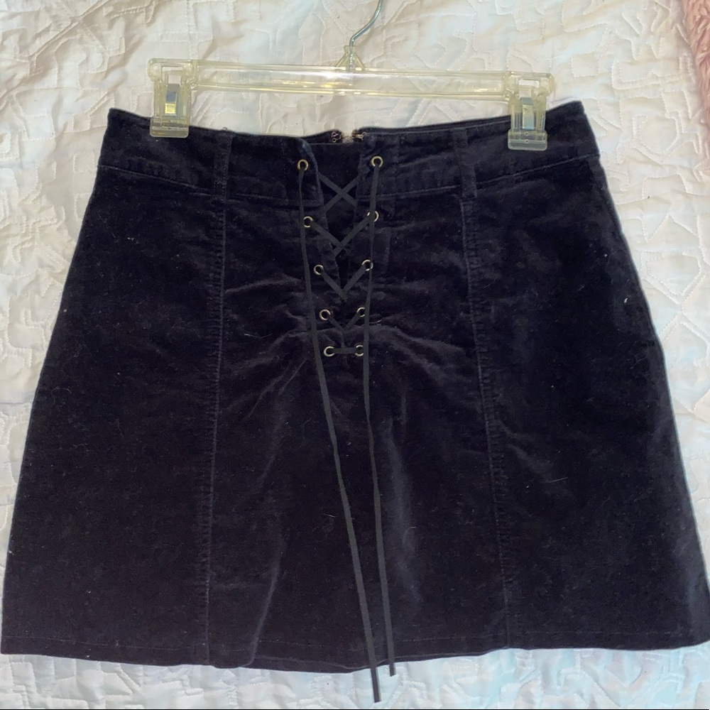 Black Lace Up Skirt